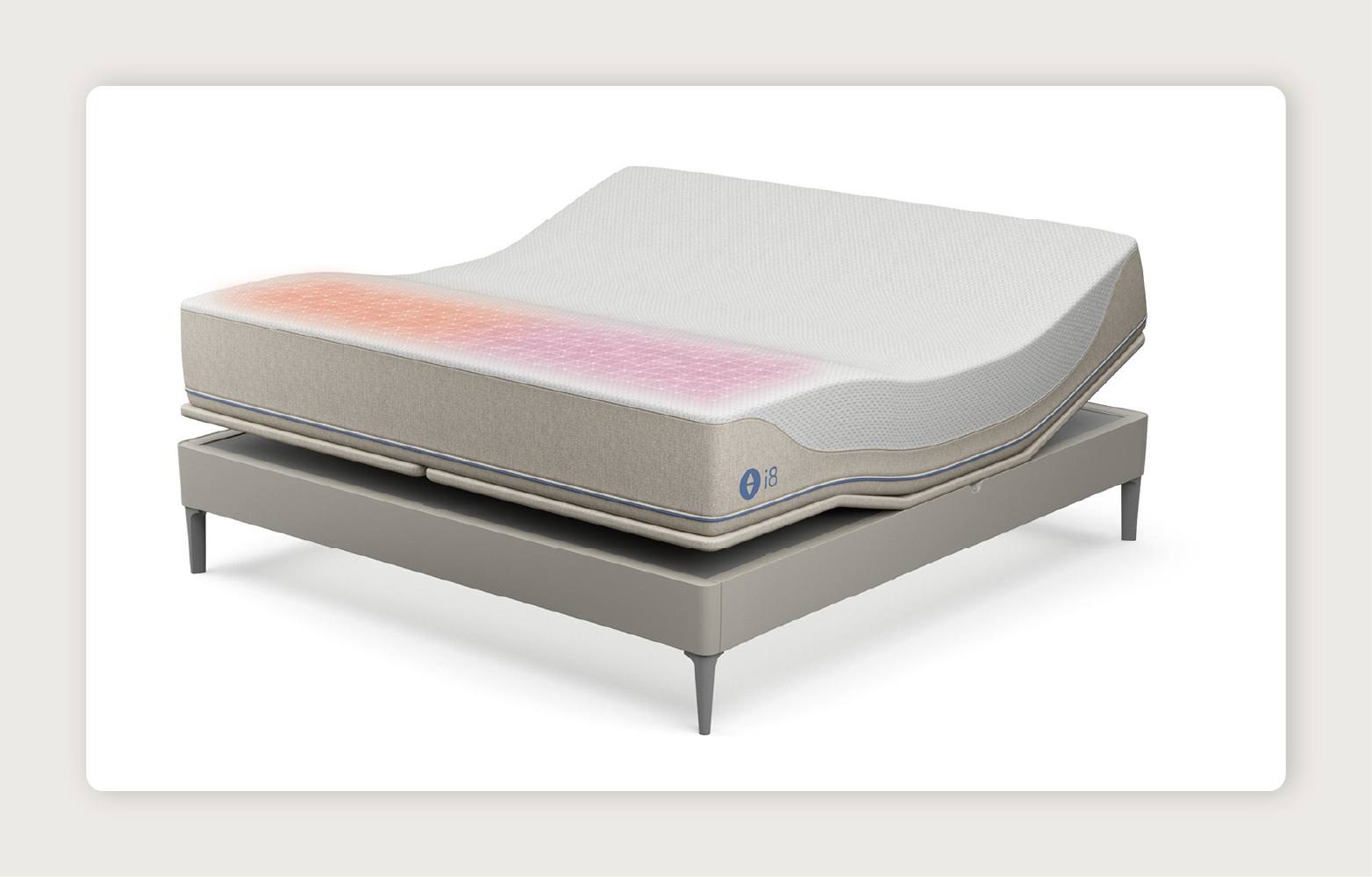 Stone gray Sleep Number FlexFit 3 Smart Adjustable Base over a white background.