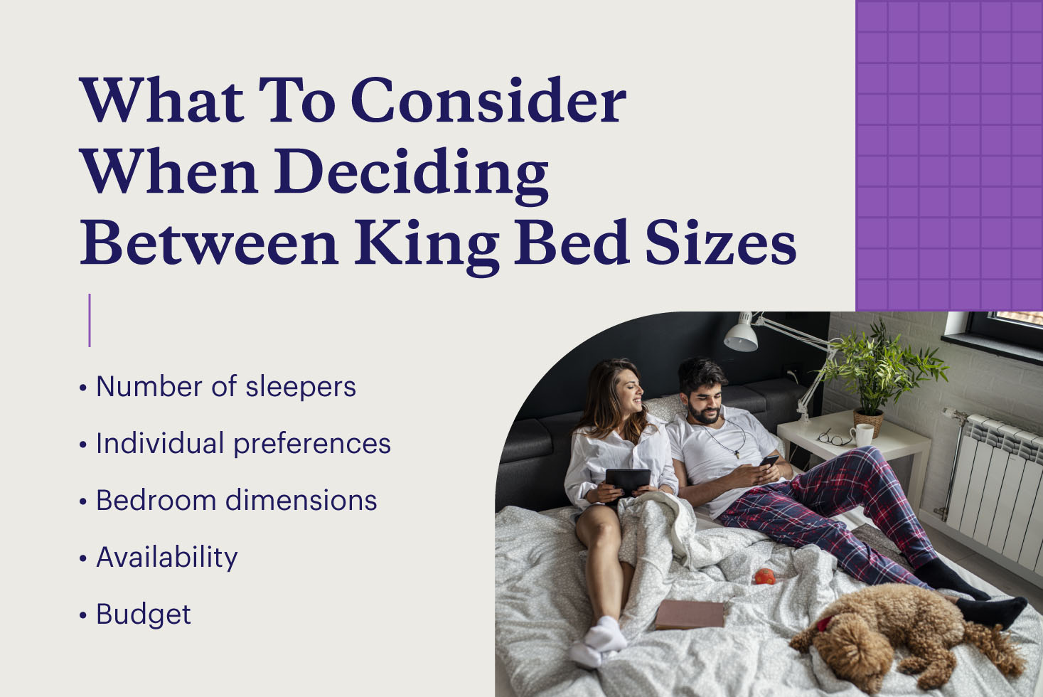 Five factors to consider when choosing a different king bed size.