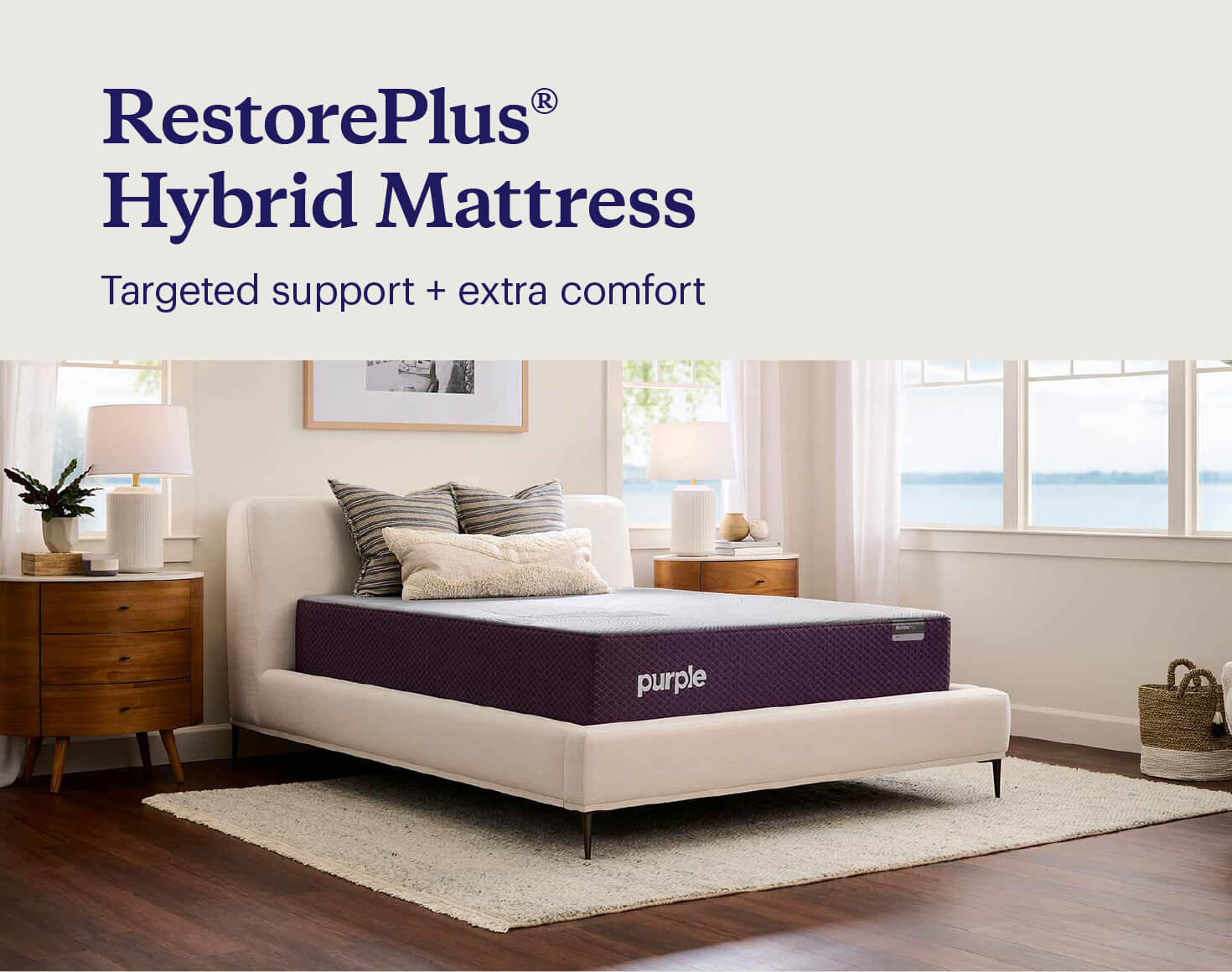 A RestorePlus mattress with highlighted features.