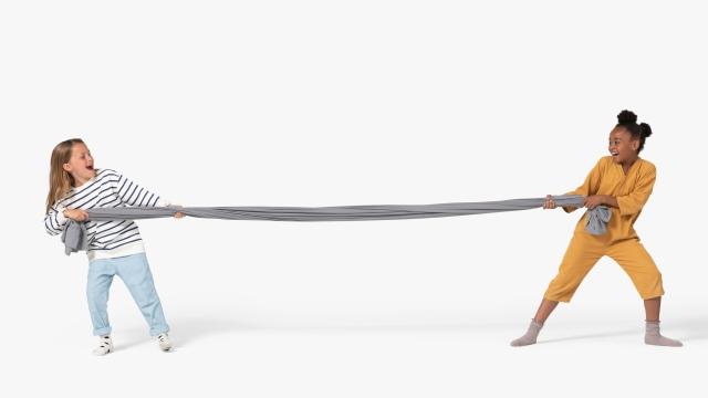 Kids stretching kids purple sheets 