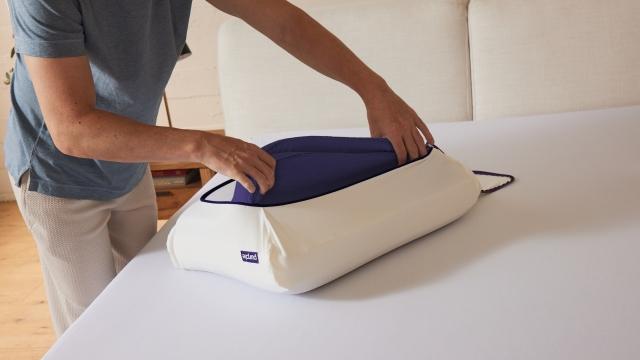 Purple Pillow layers being removed