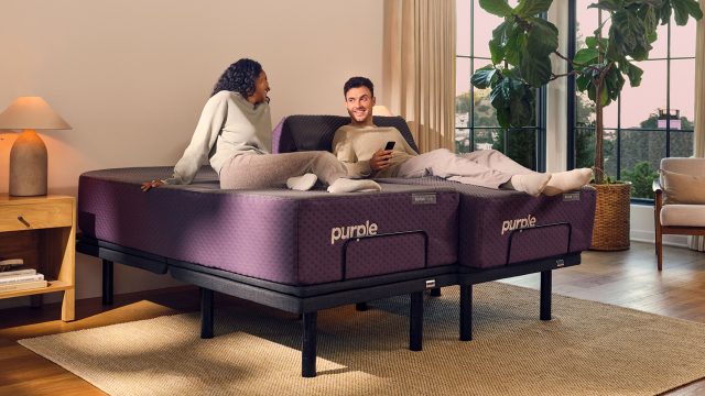 Couple on split king adjustable base with Restore mattress