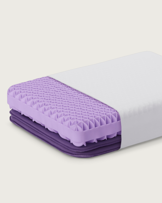 purple pillow exposed grid